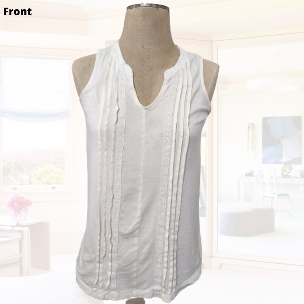 Old Navy v-neck ruffles & embroidered tank top - size XS (cream)